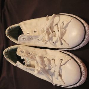 Converse, size 8.6, 6y, white a d teal
